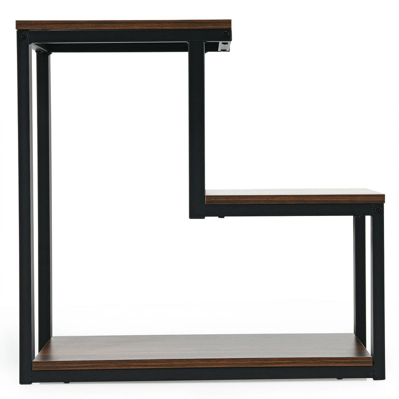 3-Tier Sofa Side Table Night Stand-Brown