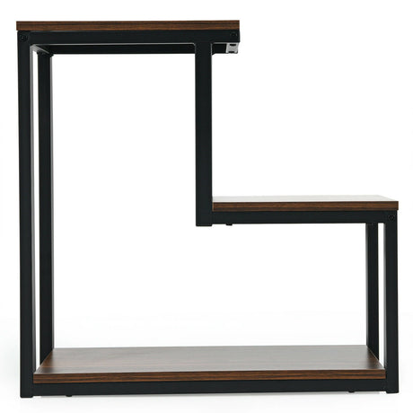 3-Tier Sofa Side Table Night Stand-Brown