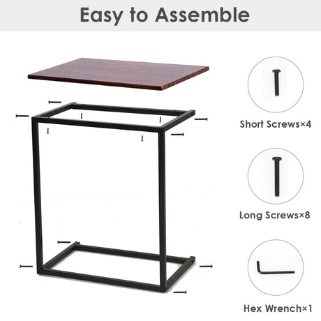 Industrial Styled C Shaped Side, End Table-Coffee