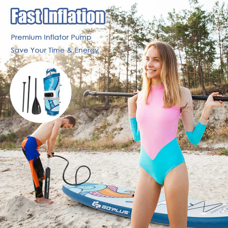 11 ft Inflatable Stand Up Paddle Board Surfboard with Aluminum Paddle Pump-11 ft