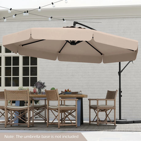 Patio Cantilever Offset Hanging Umbrella with Cover Easy Tilt Adjustment-Beige