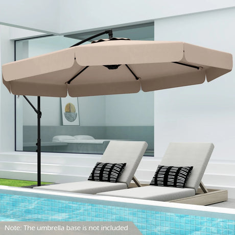 Patio Cantilever Offset Hanging Umbrella with Cover Easy Tilt Adjustment-Beige