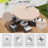 Patio Cantilever Offset Hanging Umbrella with Cover Easy Tilt Adjustment-Beige