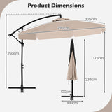 Patio Cantilever Offset Hanging Umbrella with Cover Easy Tilt Adjustment-Beige
