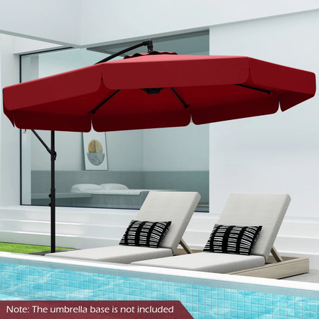 Patio Cantilever Offset Hanging Umbrella with Cover Easy Tilt Adjustment-Red
