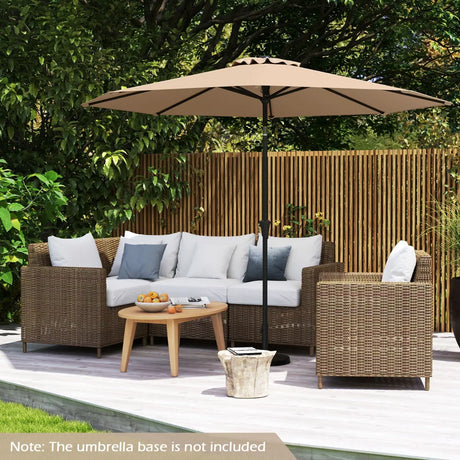290 CM Patio Umbrella with Crank and 8 Sturdy Ribs for Garden Yard-Coffee