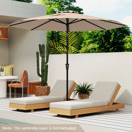 290 CM Patio Umbrella with Crank and 8 Sturdy Ribs for Garden Yard-Coffee