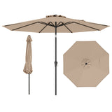 290 CM Patio Umbrella with Crank and 8 Sturdy Ribs for Garden Yard-Coffee
