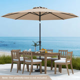 290 CM Patio Umbrella with Crank and 8 Sturdy Ribs for Garden Yard-Coffee