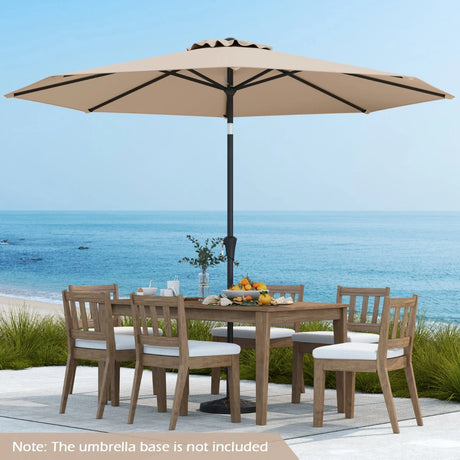 290 CM Patio Umbrella with Crank and 8 Sturdy Ribs for Garden Yard-Coffee