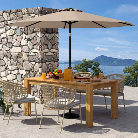 290 CM Patio Umbrella with Crank and 8 Sturdy Ribs for Garden Yard-Coffee