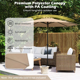 290 CM Patio Umbrella with Crank and 8 Sturdy Ribs for Garden Yard-Coffee