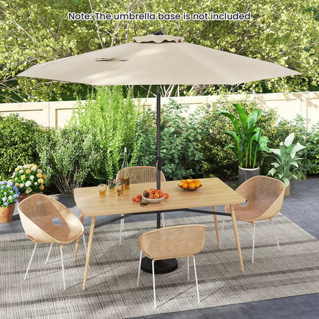 290 CM Patio Umbrella with Crank and 8 Sturdy Ribs for Garden Yard-Beige