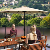 290 CM Patio Umbrella with Crank and 8 Sturdy Ribs for Garden Yard-Beige