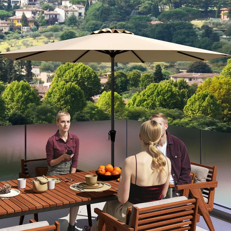 290 CM Patio Umbrella with Crank and 8 Sturdy Ribs for Garden Yard-Beige