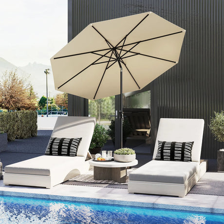290 CM Patio Umbrella with Crank and 8 Sturdy Ribs for Garden Yard-Beige