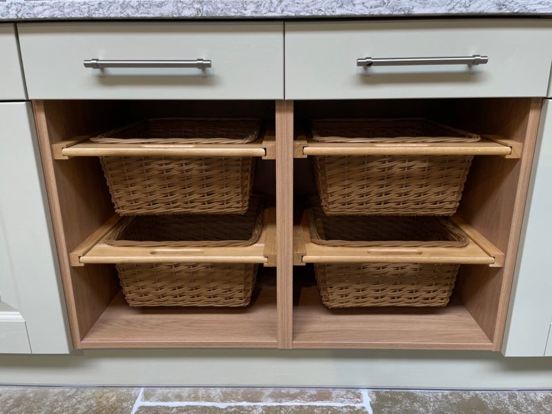 2 x Pull Out Wicker Kitchen Baskets 400mm