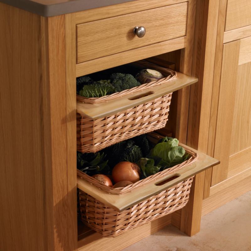 Pull Out Wicker Kitchen Baskets 500mm