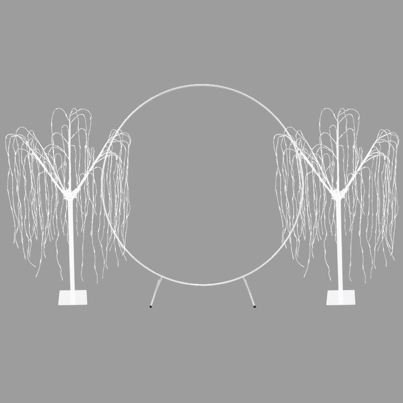 Wedding Moongate - White & 2 x Weeping Willow Tree 180cm Warm White