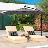 300cm Solar Offset Parasol 40 Lamp Beads Solar Panel Tilt Adjustment Cross Base Crank Gray