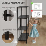 HOMCOM 4-Tier Bookshelf with Open Shelves - Charcoal Grey