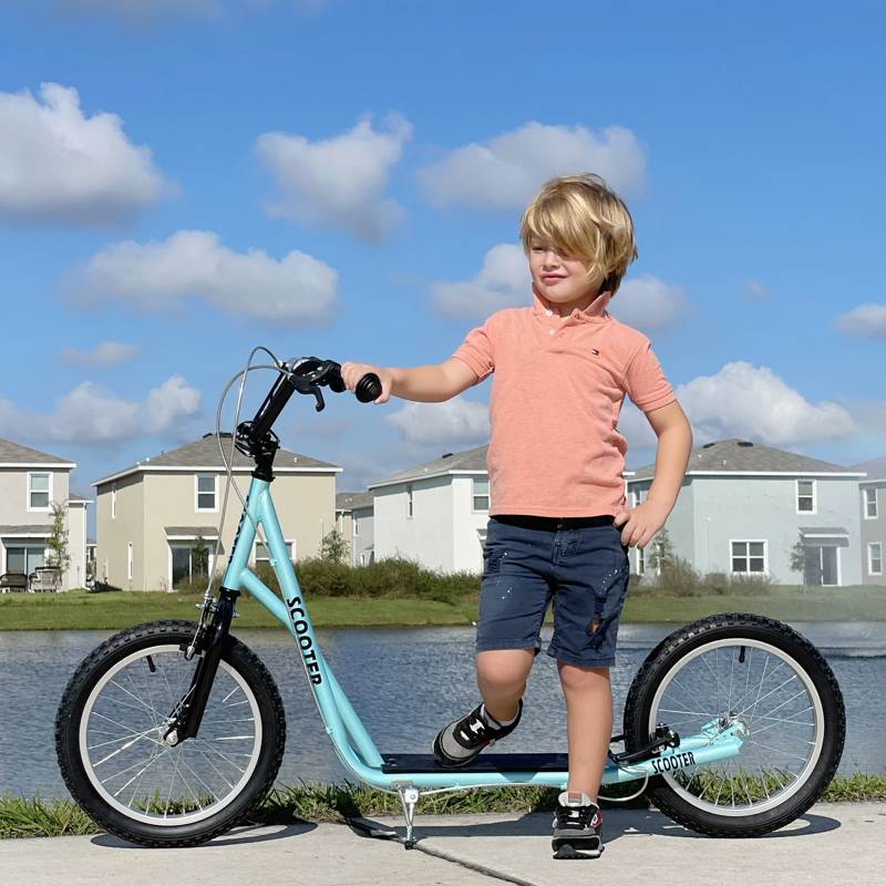 HOMCOM Kick Scooters for Kids with Adjustable Height, Anti-Slip Deck, Dual Brakes, Rubber Tyres, for Boys and Girls Aged 5+ Years Old - Blue