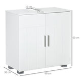 kleankin Pedestal Under Sink Cabinet, Modern Bathroom Vanity Unit, Storage Cupboard with Double Doors, Adjustable Shelf, White