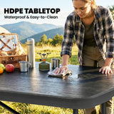 Outsunny 5 Piece 6ft Foldable Table and Chairs, Portable Picnic Table Set with 4 Chairs, Waterproof Top and Steel Frame, Black