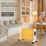 HOMCOM Mica Electric Space Heater, Portable Heater for Home with 2 Heat Settings, Living Room, Study, Garage, Adjustable Temperature 18-30C, 1000W/2000W, White