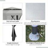 Outsunny 3 x 3 m Gazebo, Netting Party Tent, Patio Canopy Outdoor Event Shelter with Double Tier Roof, Light Grey
