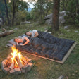 Outsunny Double Sleeping Bag with 2 Pillows, 220 x 160 cm Extra-Large Sleeping Bag for Adults, Black