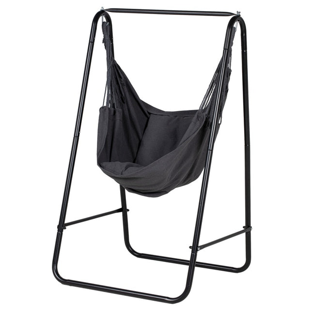 Outsunny Hammock Chair with Stand, Hammock Swing Chair with Cushion, Dark Grey