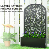 Outsunny Metal Garden Bed for Garden with Trellis, Wall Mounted or Freestanding Raised Planter with Curved Privacy Screen