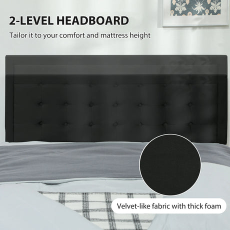 HOMCOM Double Ottoman Bed Frame, with Front Drawer - Black