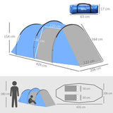 Outsunny 2-3 Man Tunnel Tents w/ Vestibule Camping Tent Porch Air Vents Rainfly Weather-Resistant Shelter Fishing Hiking Festival Shelter Home
