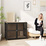 PawHut Dog Crate Furniture with Anti-Chew Resistant Mesh, Anti-Escape Single Door, for Large Dogs, 100 x 60 x 81.5 cm