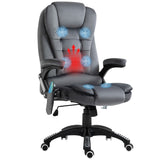 Vinsetto Massage Recliner Chair Heated Office Chair with Six Massage Points Velvet-Feel Fabric 360° Swivel Wheels Grey