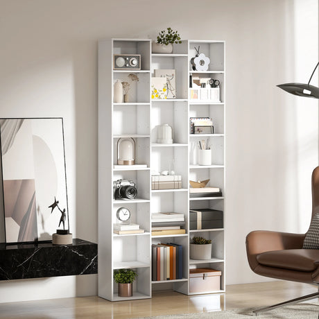 HOMCOM 21-Compartment Bookshelf - White