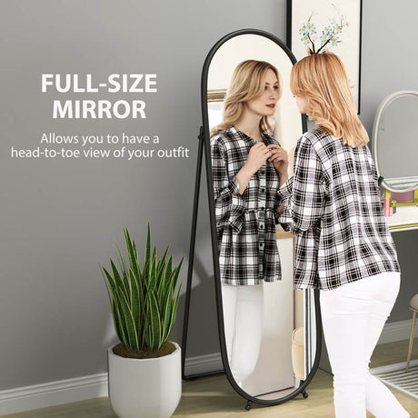 HOMCOM Two-Way Curved Full Length Mirror - Black