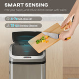 HOMCOM 48L Stainless Steel Sensor Bin - Silver-Tone