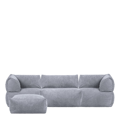 Complete Sofa - 2 x Corner Seats, 1 x Recliner Seat , 1 x Pouffe - Beige/Natural