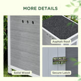 PawHut Wooden Duck House with Ramp, Double Doors, Openable Asphalt Roof, Ventilation Holes, Removable Base, Light Grey