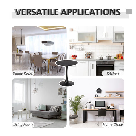 HOMCOM Modern Round Dining Table Leisure Coffee Bistro Table with Metal Base for Kitchen & Dining Room Black