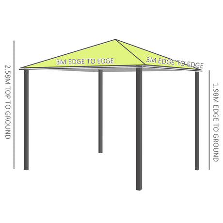 Outsunny 3 x 3(m) Garden Gazebo, Outdoor Gazebo Canopy Shelter with Curtains and Steel Frame for Lawn, Yard and Deck, Green
