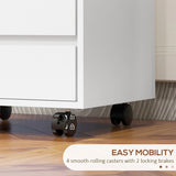HOMCOM Four-Drawer Office Filing Cabinet, with Wheels - White