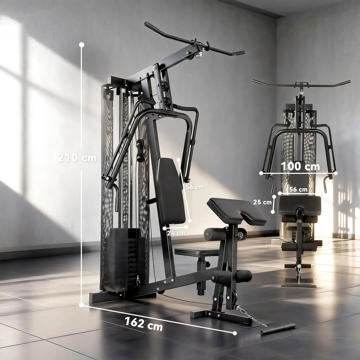 SPORTNOW Multi Gym with Adjustable Seat and Back, All in One Home Gym Machine with 45kg Weight Stack for Full Body Strength Training