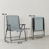 Outsunny Folding Garden Chairs Set of 2, Outdoor Dining Chairs with Wide Texteline Seat, High Back and Armrests, Light Grey