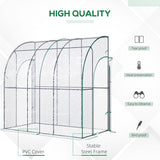 Outsunny Walk-In Greenhouse, Lean-to Small Greenhouse with Zipped Roll Up Doors, Tomato Greenhouse with Plastic Cover and Sloping Top for Flowers, Vegetables and Herbs, 214cm x 118cm x 212cm, Clear