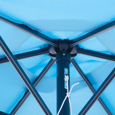 Outsunny 2.6M Garden Parasol Umbrella with Tilt and Crank, Outdoor Sun Parasol Sunshade Shelter with Aluminium Frame, Blue