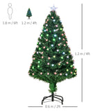 HOMCOM 4FT Pre-Lit Artificial Christmas Tree w/Fibre Optic Decorations LED Light Holiday Home Xmas Decoration-Green